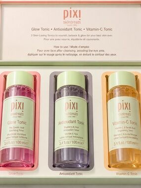 Pixi Skintreats 3pc Tonic Set Glow Vitamin C Antioxidant NEW
